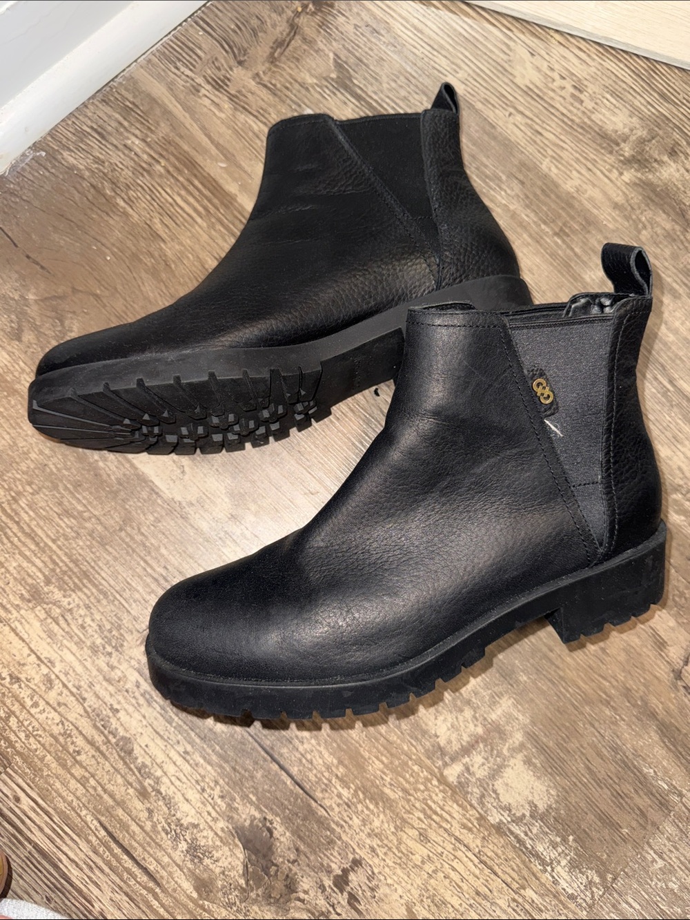 Cole Haan Women’s Black Leather Chukka Boots with Lug Sole